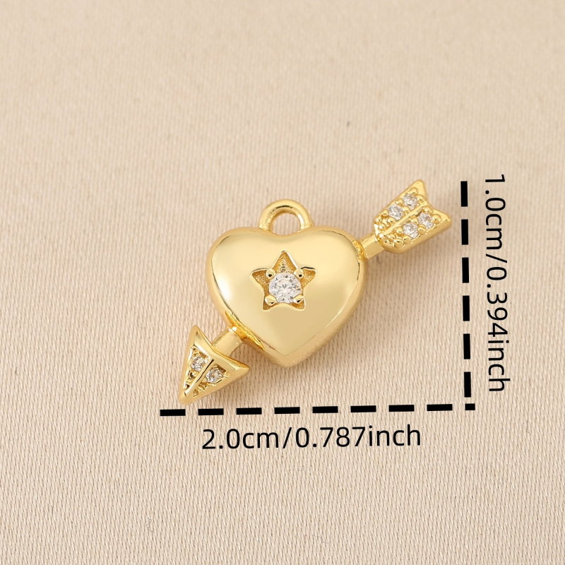 3pc Copper Inlaid Synthetic Zirconia Arrow Through Heart Pendant Set